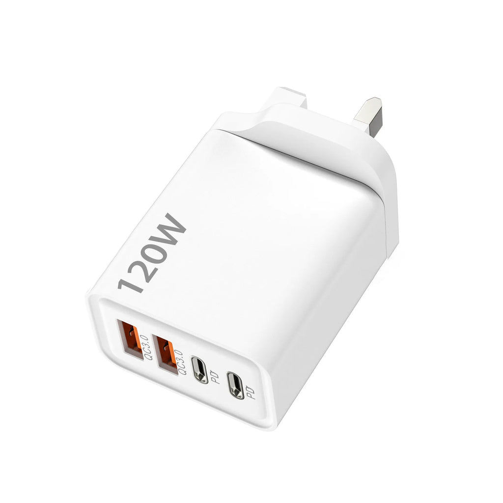 120W USB C Charger 4-Port PD QC3.0 Fast Wall Type C Adapter EU US UK Plug Mobile USB Type C Charger Quick Charger3.0 Travel USB