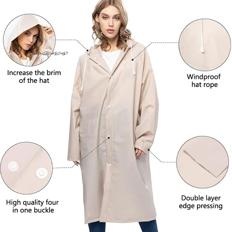 Adult Thickened Non-Disposable One-Piece Raincoat for Outdoor Travel Climbing Waterproof Universal Rain Gear